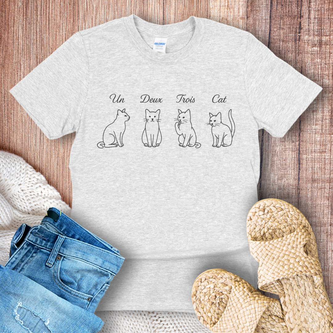 Un, Deux, Trois, Cat Fine Print T-Shirt