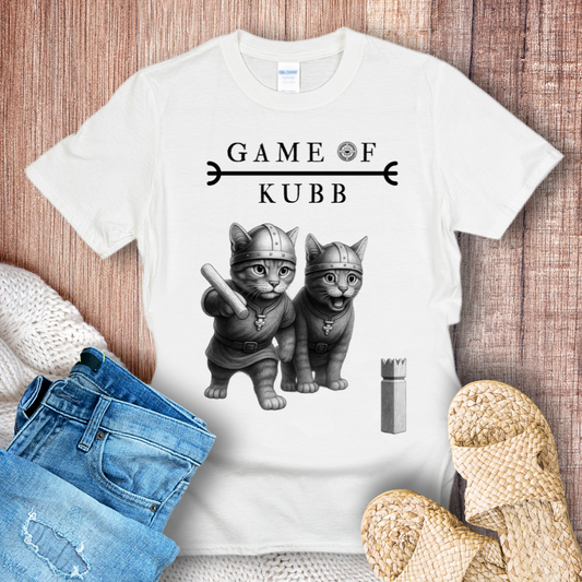 Viking Cats Play a Game of Kubb T-shirt