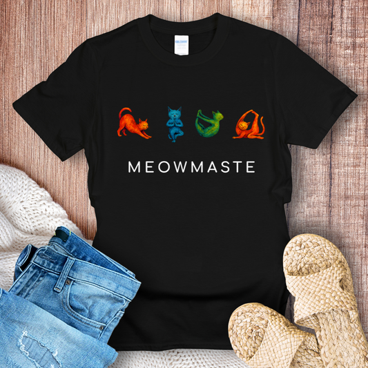 Meowmaste Yoga Watercolor Cats T-Shirt