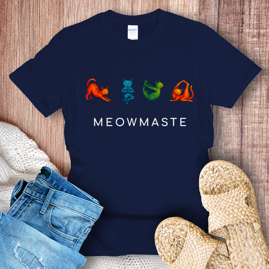 Meowmaste Yoga Watercolor Cats T-Shirt