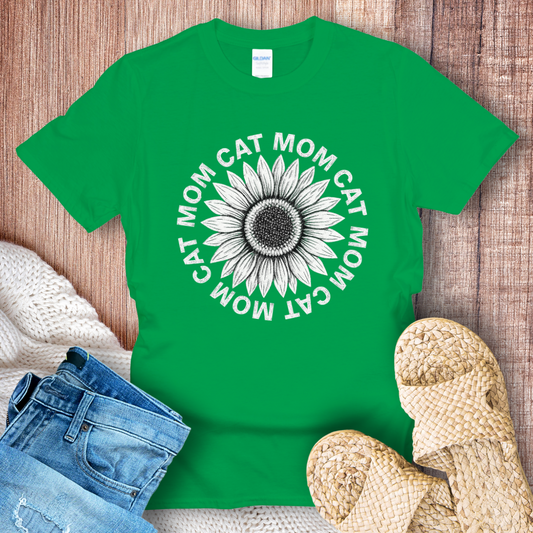 Cat Mom Sunflower T-Shirt