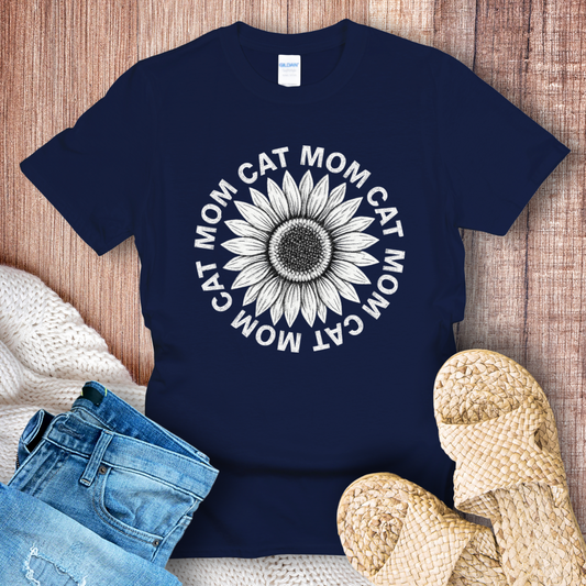 Cat Mom Sunflower T-Shirt