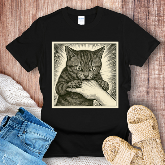 Cat Bite Hand Comics T-Shirt