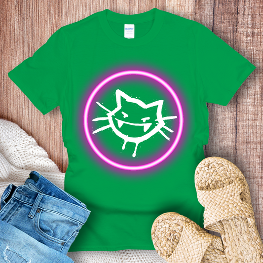 Doodle Fang Cat – Glowing Vibes T-Shirt