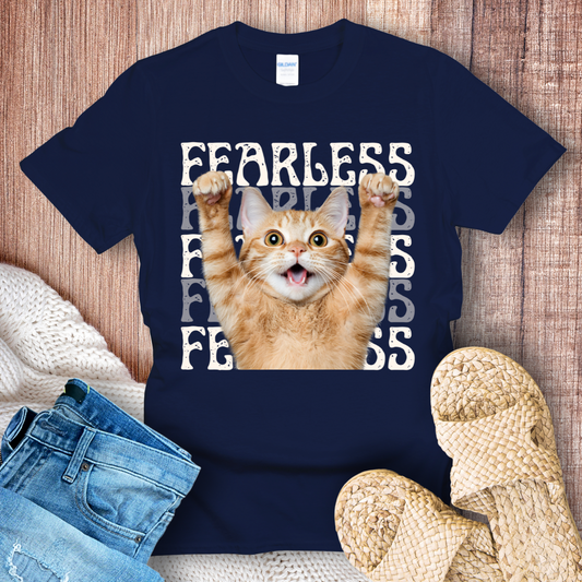 Fearless Kitten – Retro Font T-Shirt
