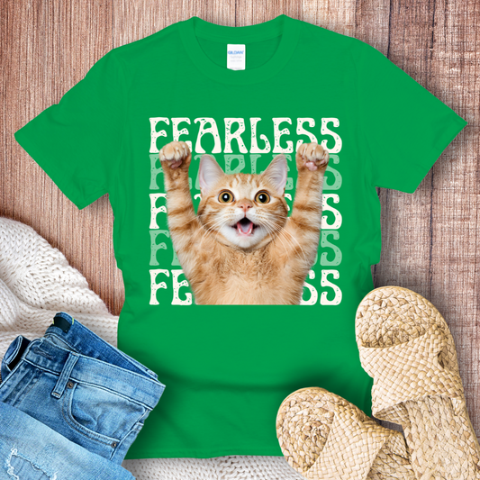 Fearless Kitten – Retro Font T-Shirt