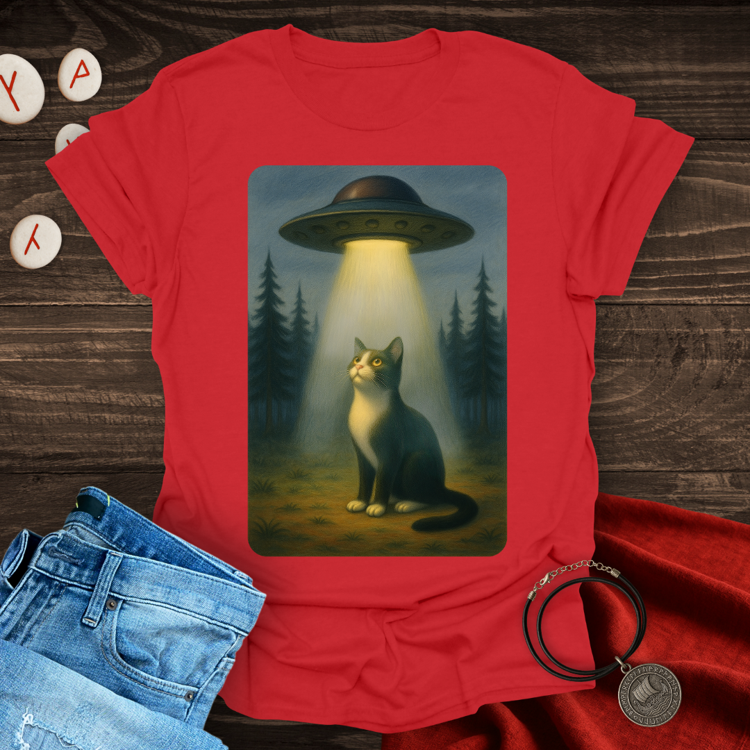 UFO and Cat in the woods T-Shirt