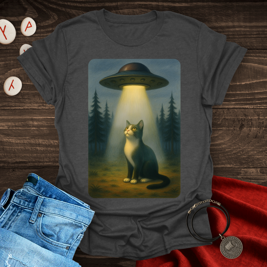 UFO and Cat in the woods T-Shirt