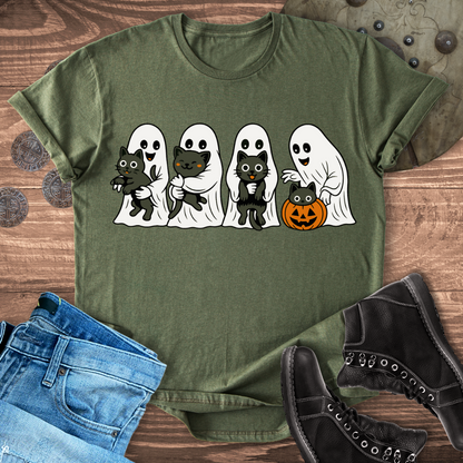 Ghosts & Black Cats – Halloween Graphic T-Shirt