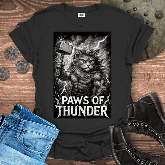 Paws of Thunder - Thor Viking Cat T-Shirt