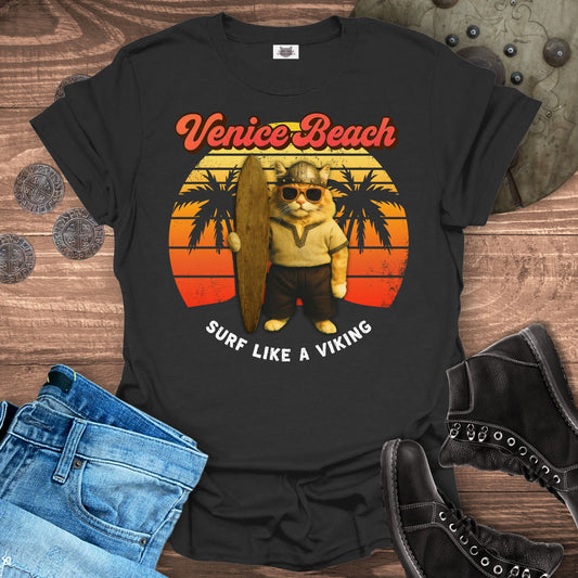 Surf Like a Viking –  Cat T-Shirt