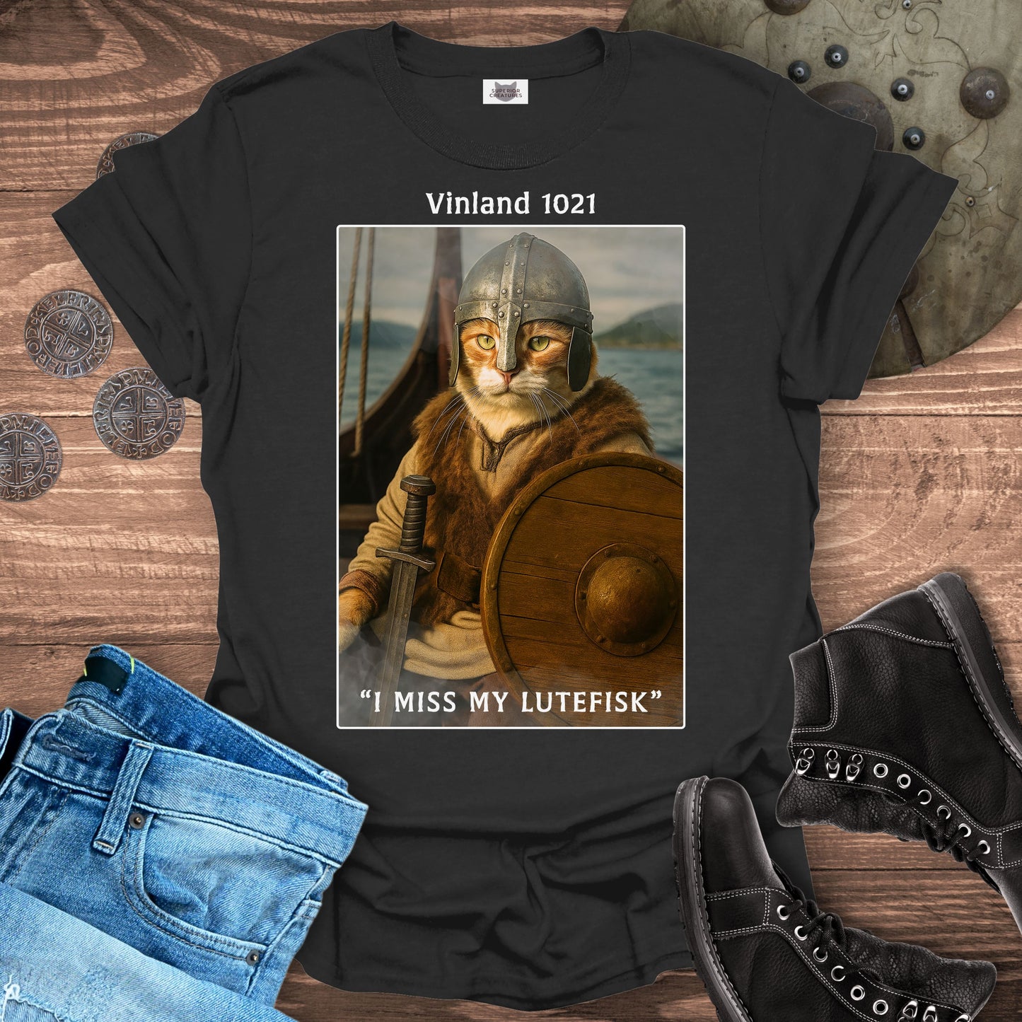 I Miss My Lutefisk – Viking Cat T-Shirt