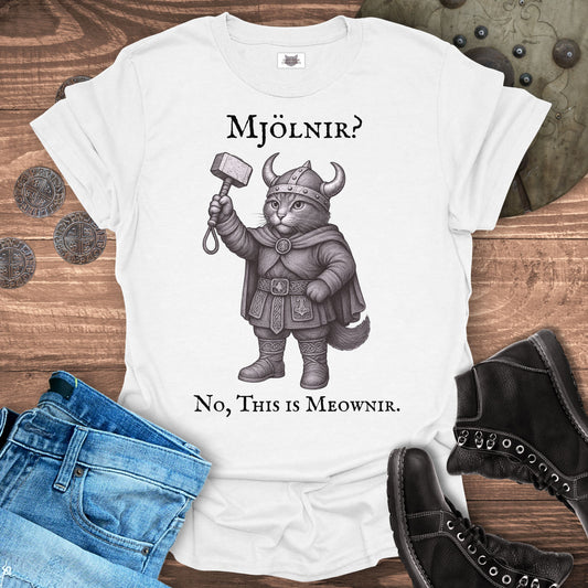 Mjölnir? No, This is Meownir Viking Cat T-shirt