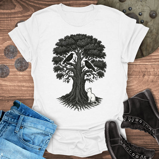Yggdrasil & the Ravens Viking Cat T-Shirt