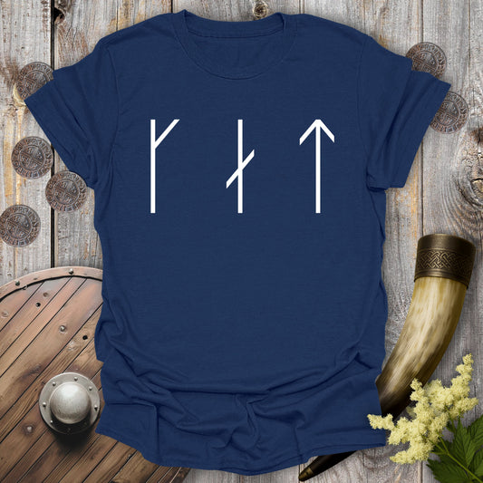 CAT in Runes – Minimalist Viking T-Shirt