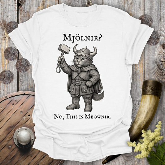 Mjölnir? No, This is Meownir Viking Cat T-shirt