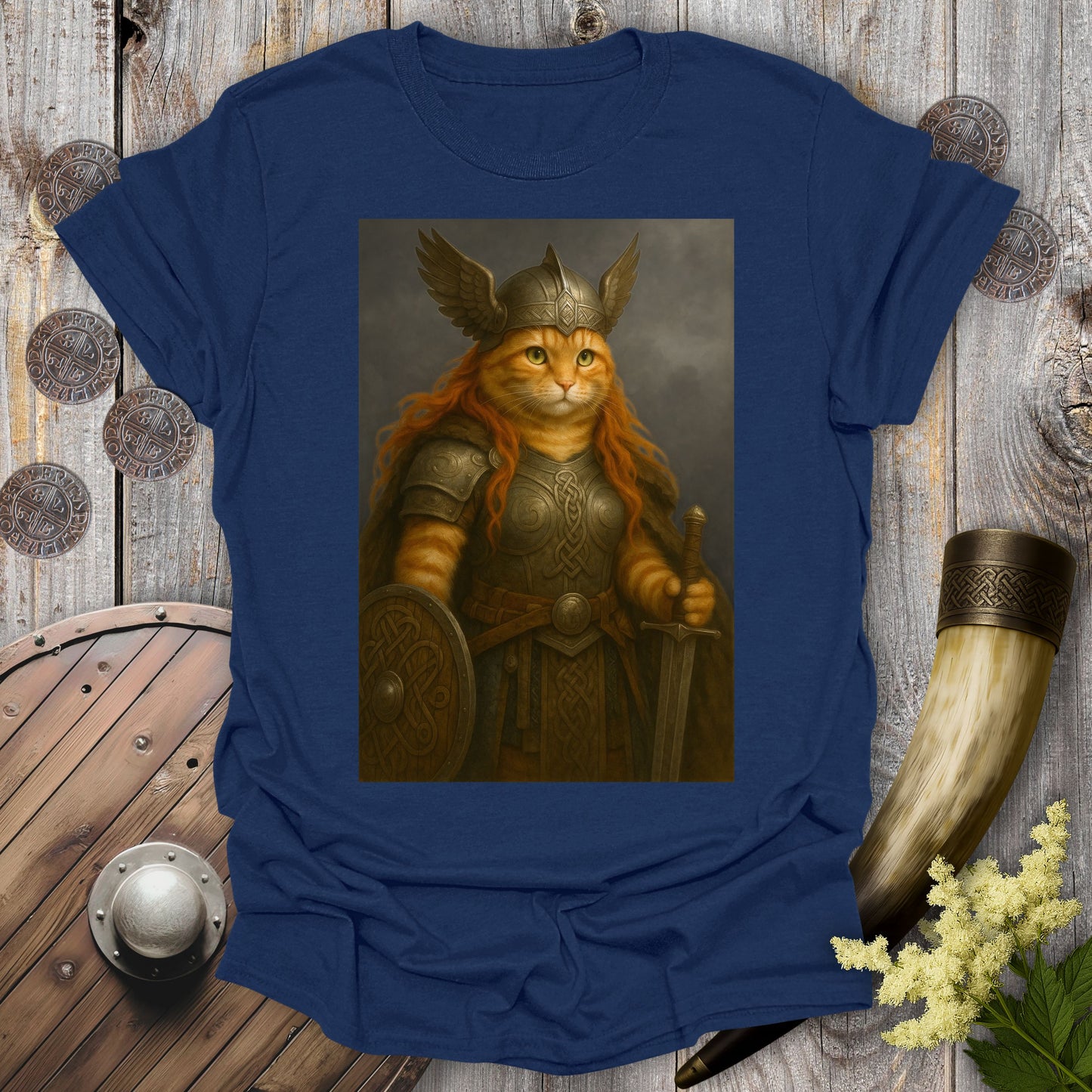 Valkyrie Warrior Cat Portrait T-Shirt