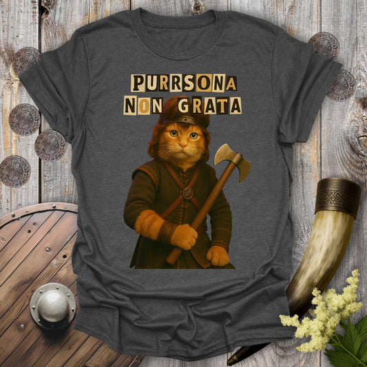 'Purrsona Non Grata' Ransom Note Viking Cat T-Shirt