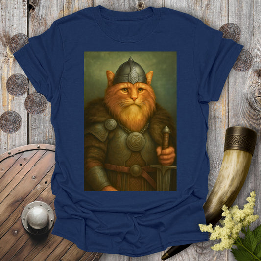 Viking Cat Portrait Warrior King T-Shirt