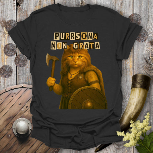 'Purrsona Non Grata' Ransom Note Shieldmaiden T-Shirt