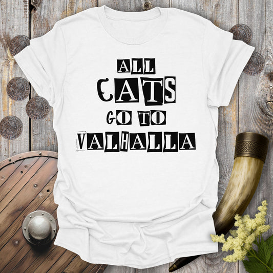 All Cats Go To Valhalla Ransom Note Viking Cat T-Shirt
