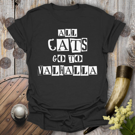 All Cats Go To Valhalla Ransom Note Viking Cat T-Shirt