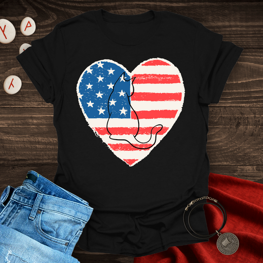 American Flag Cat Lover T-Shirt