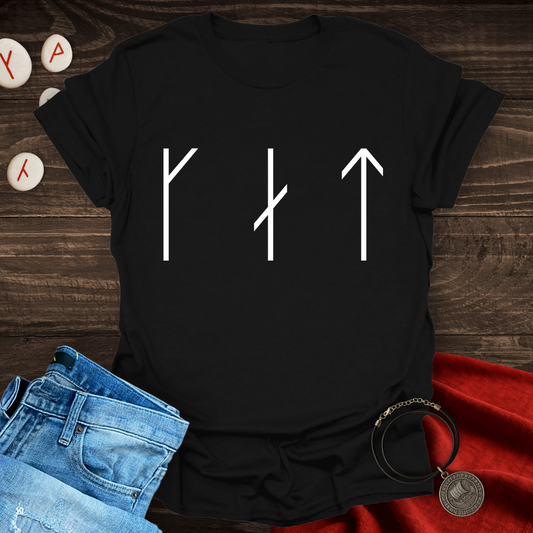 CAT in Runes – Minimalist Viking T-Shirt