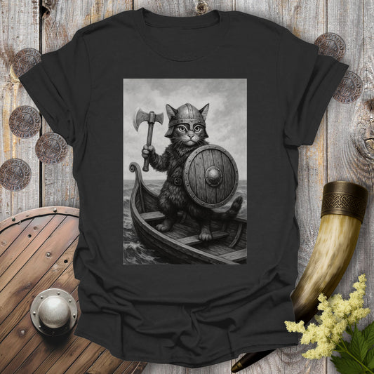 Viking Cat on a Longship T-shirt