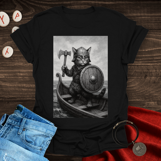 Viking Cat on a Longship T-shirt