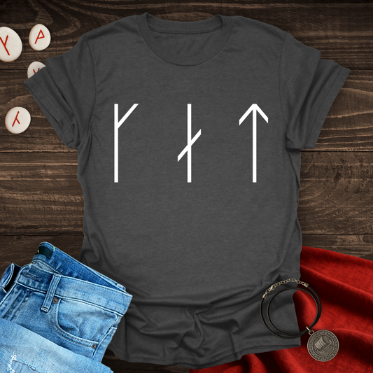 CAT in Runes – Minimalist Viking T-Shirt