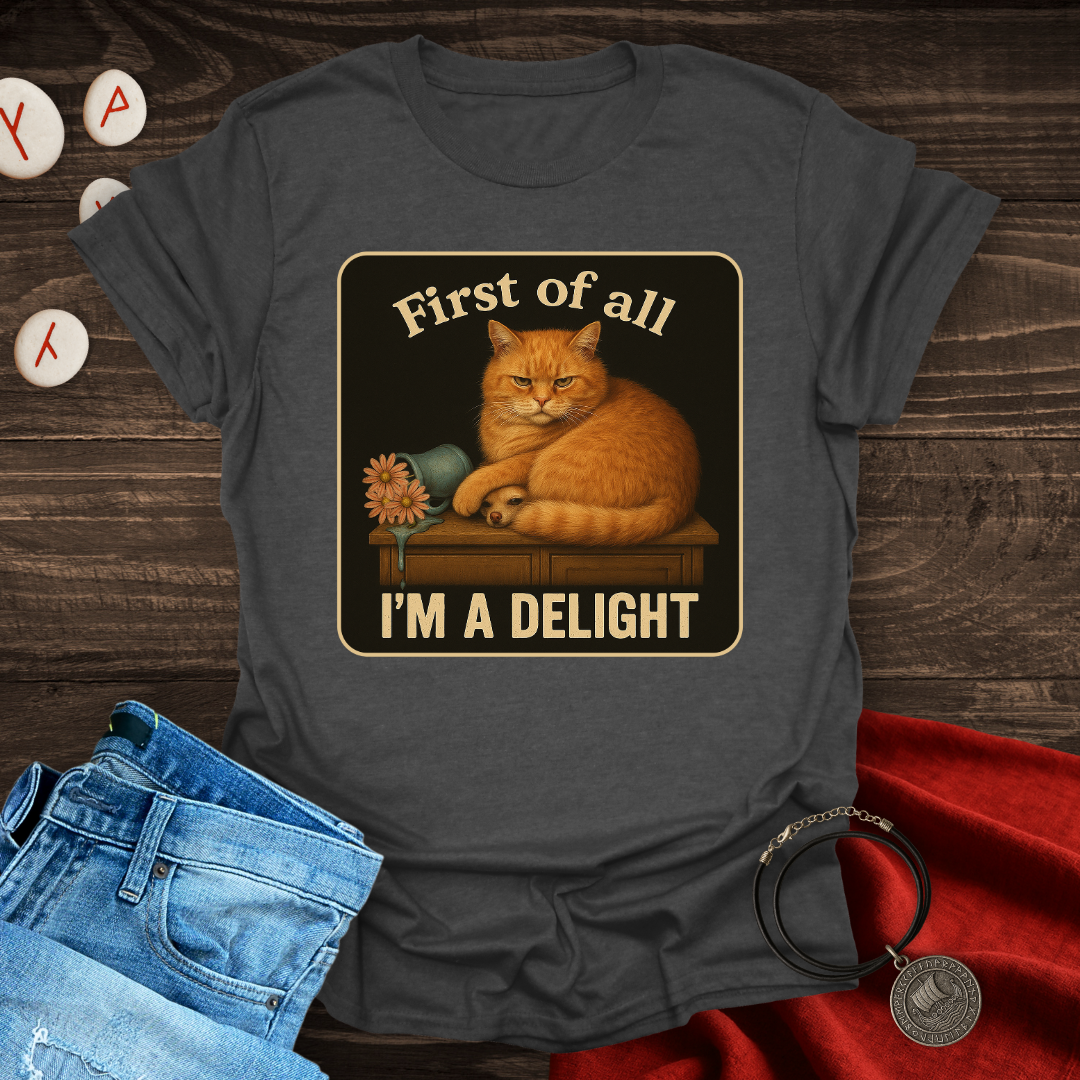 First of all I'M A DELIGHT Cat T-shirt