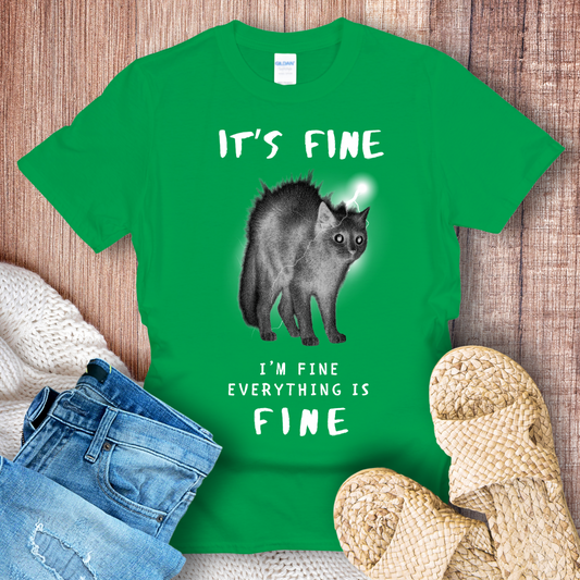 It's Fine I'm Fine Lightning Cat T-shirt