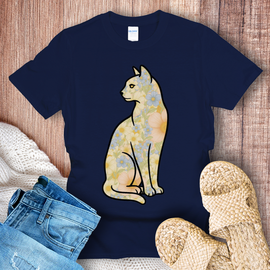Retro Floral Cat T-Shirt