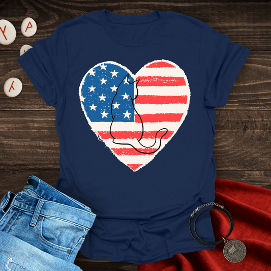 American Flag Cat Lover T-Shirt