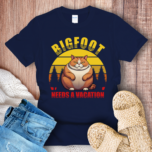 Bigfoot Needs a Vacation Cat T-Shirt