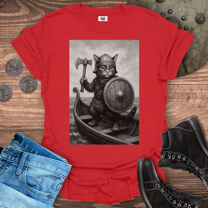 Viking Cat on a Longship T-shirt