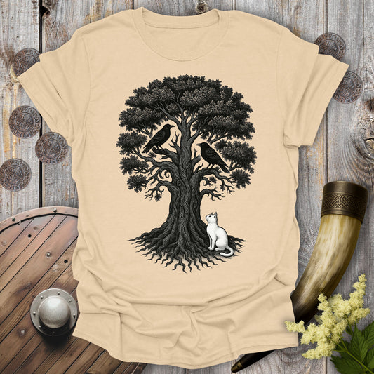 Yggdrasil & the Ravens Viking Cat T-Shirt