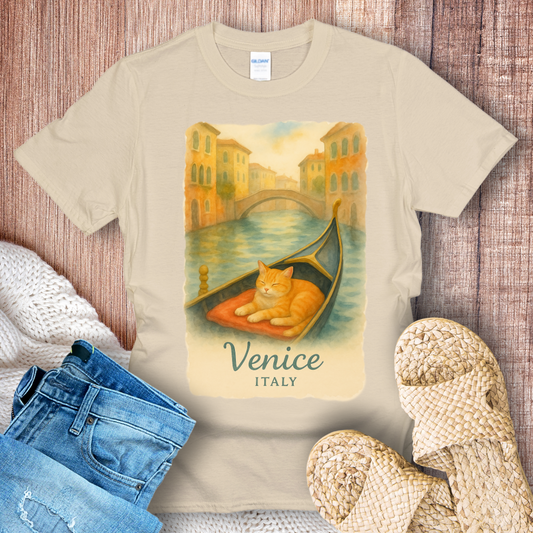 Cat in Gondola - Venice T-Shirt