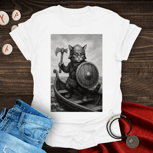 Viking Cat on a Longship T-shirt