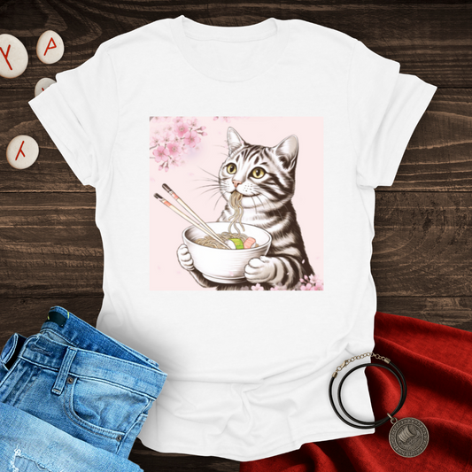 Noodle and Sushi Cherry Blossom Cat T-Shirt