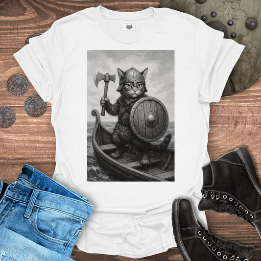Viking Cat on a Longship T-shirt
